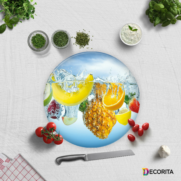 DECORITA Cam Kesme Tahtası- Tropik Meyveler - 4