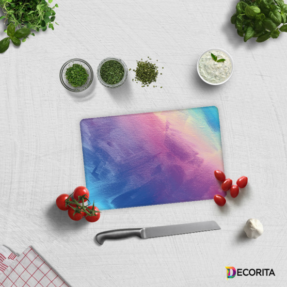 DECORITA Cam Kesme Tahtası- Renkli Tuval