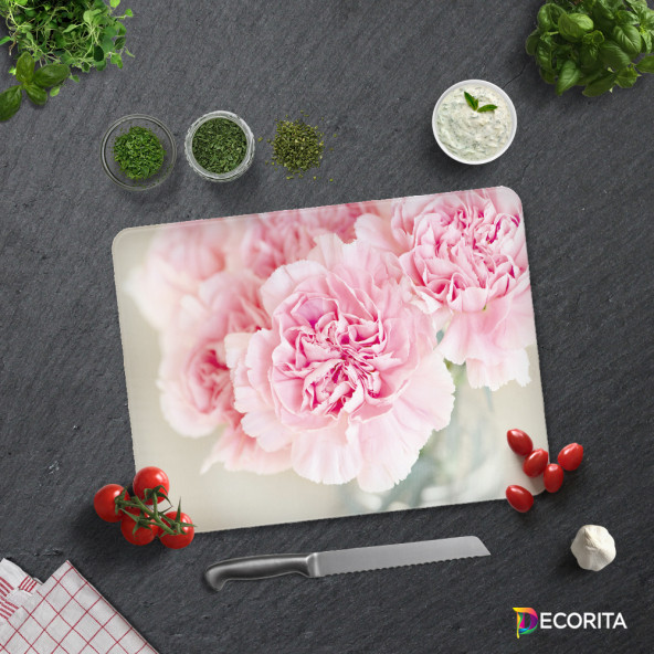 DECORITA Cam Kesme Tahtası- Pembe Krizantem - 3