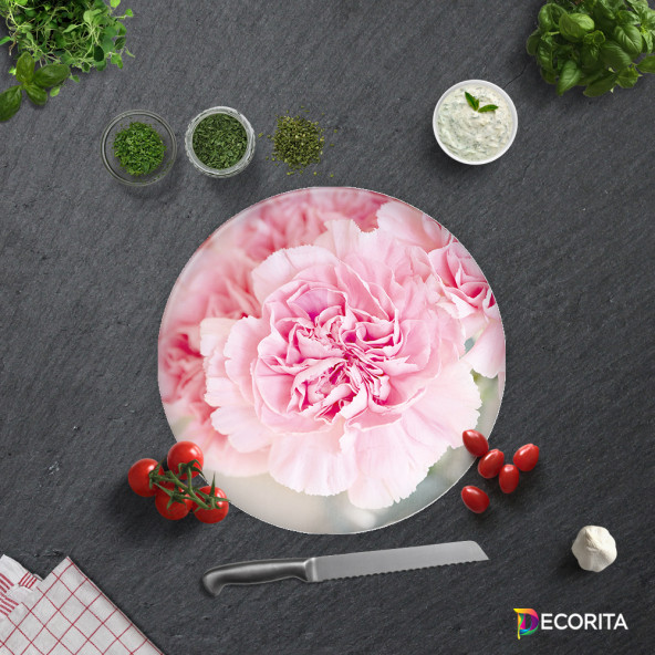 DECORITA Cam Kesme Tahtası- Pembe Krizantem - 4