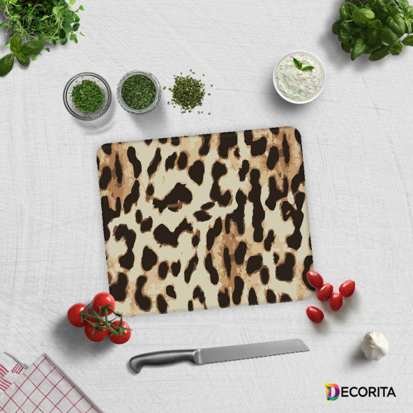 DECORITA Cam Kesme Tahtası -  Leopar Desen - 2
