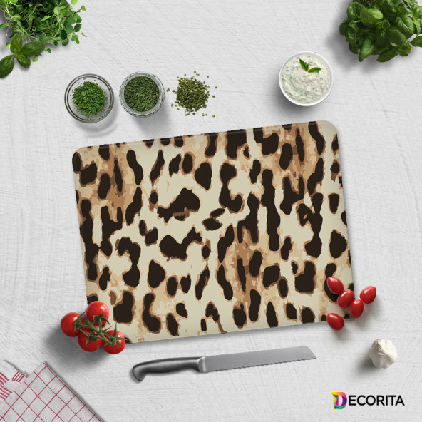 DECORITA Cam Kesme Tahtası -  Leopar Desen - 3
