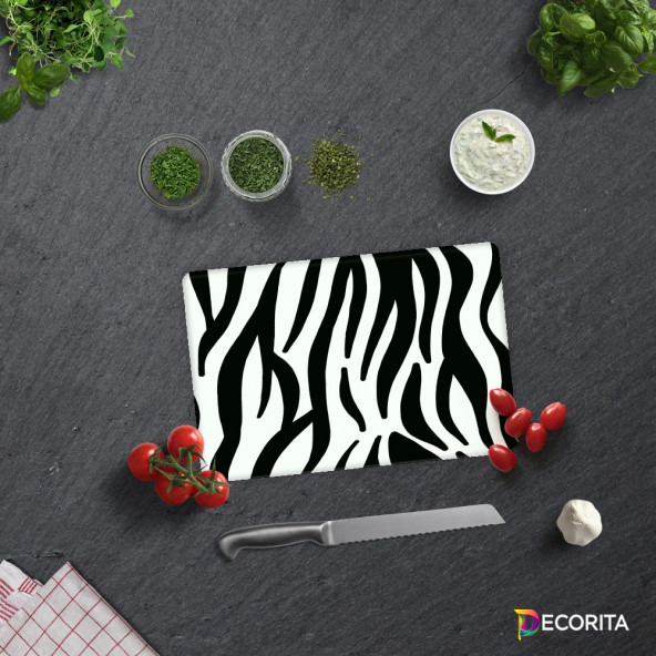 DECORITA Cam Kesme Tahtası- Zebra Desen