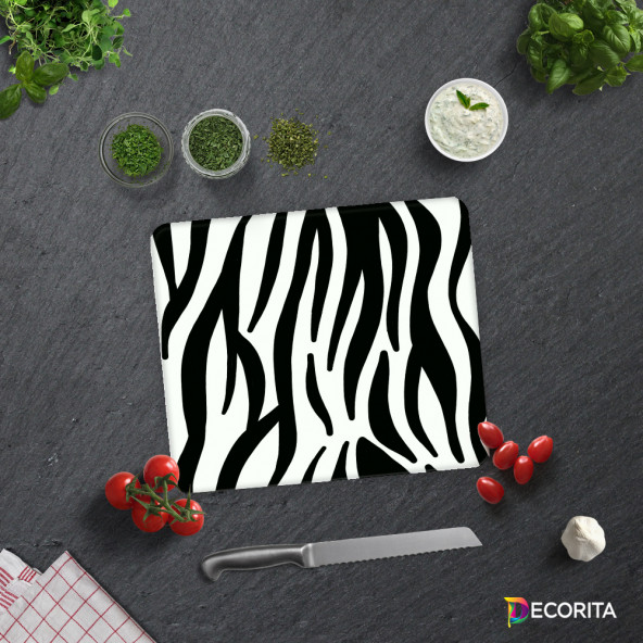 DECORITA Cam Kesme Tahtası- Zebra Desen - 2