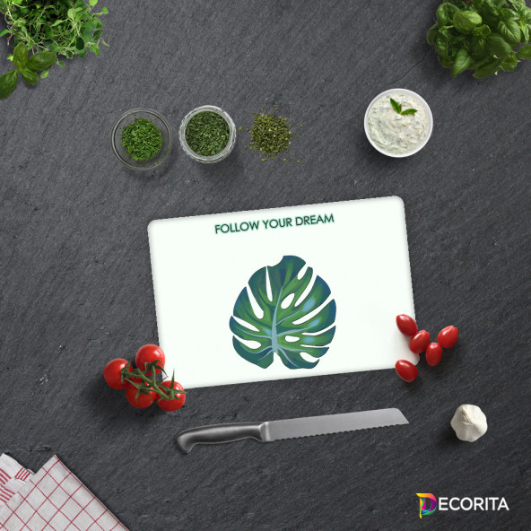 DECORITA Cam Kesme Tahtası- Follow Your Dream