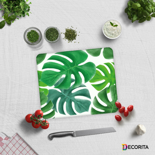 DECORITA Cam Kesme Tahtası- Tropik Yapraklar - 2