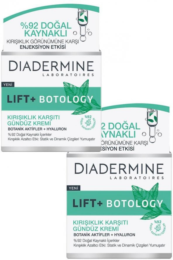 Diadermine Lift+ Botology Kırışıklık Karşıtı Gündüz Kremi 50 ml. 2li (92 Doğal Kaynaklı)