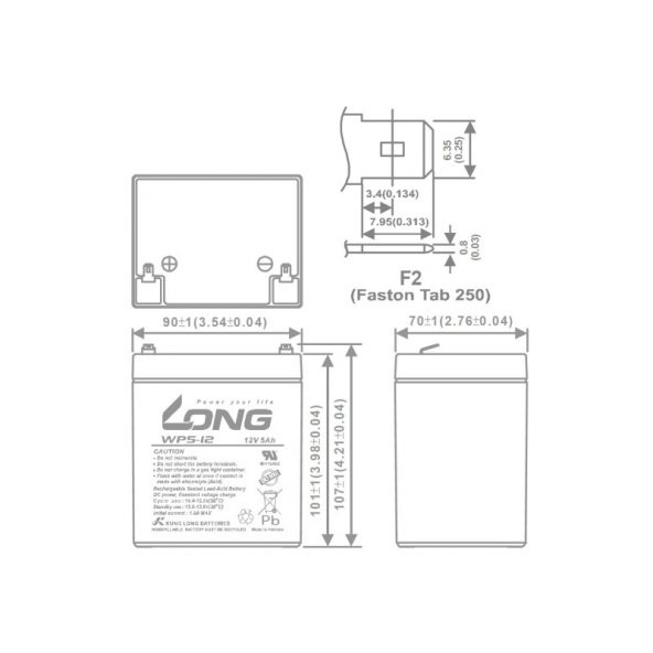 Long 12Volt 5Ah Kuru Tip Akü - 3