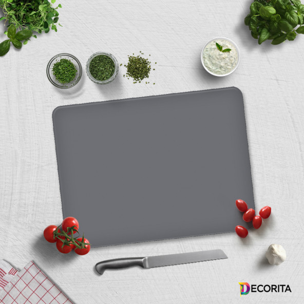 DECORITA Cam Kesme Tahtası- Düz Renk - Gri - 3