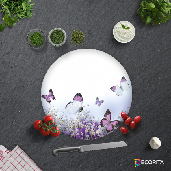 DECORITA Cam Kesme Tahtası- Mor Kelebekler - 4