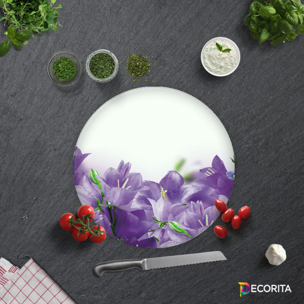 DECORITA Cam Kesme Tahtası - Mor Çiçek - 4