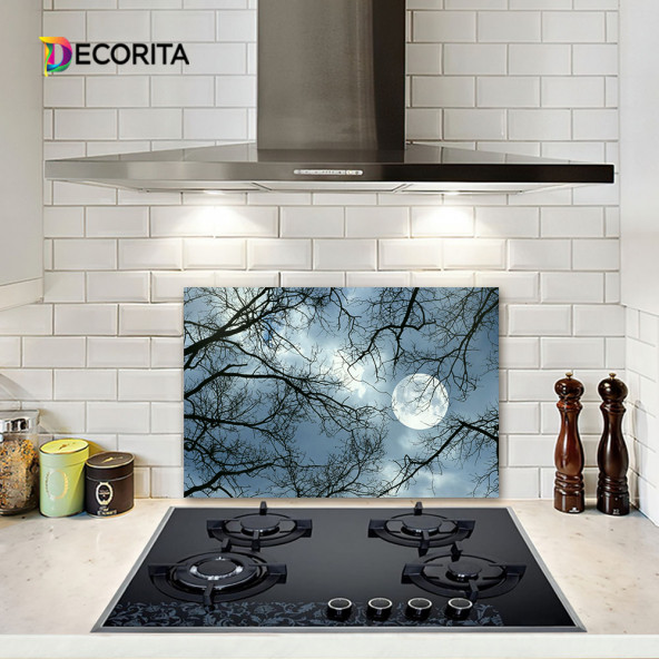 DECORITA Cam Ocak Arkası Koruyucu- Gece Desen