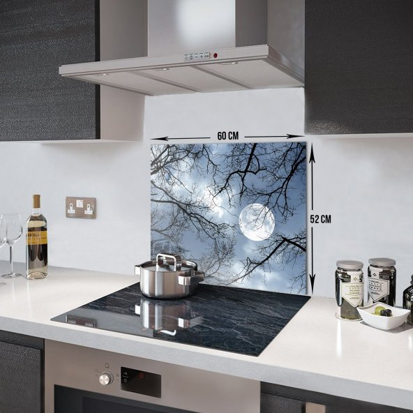 DECORITA Cam Ocak Arkası Koruyucu- Gece Desen - 4