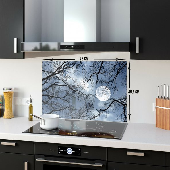 DECORITA Cam Ocak Arkası Koruyucu- Gece Desen - 5