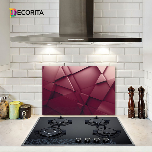 DECORITA Cam Ocak Arkası Koruyucu- Asil Bordo