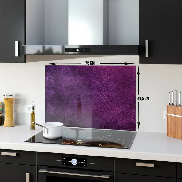 DECORITA Cam Ocak Arkası Koruyucu- Mor Doku - 5
