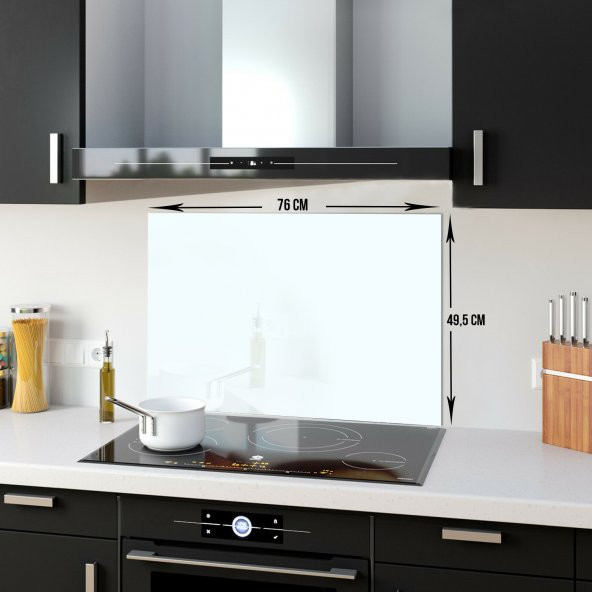 DECORITA Cam Ocak Arkası Koruyucu- Düz Renk - Beyaz - 3