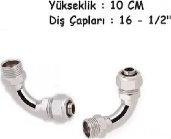 Pex Dirsekli Radyatör Bağlantı Borusu Krom Dirsek Boru 10 cm - 2