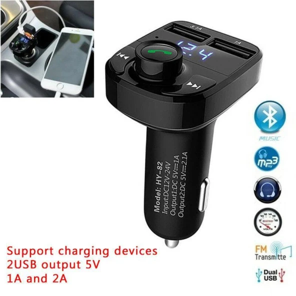 Torima X8 Fm Transmitter BT/USB/MP3/MicroSD Kart Çakmaklık Girişli Kablosuz Müzik Çalar Araç Kiti - 5