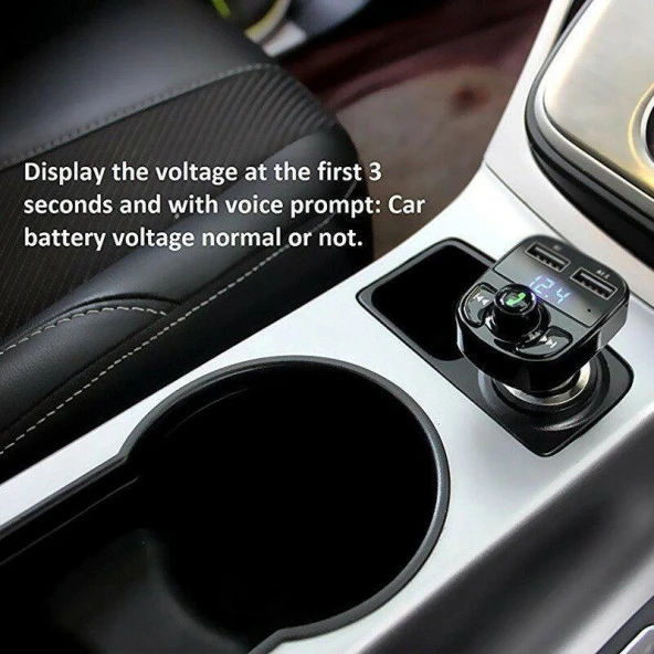 Torima X8 Fm Transmitter BT/USB/MP3/MicroSD Kart Çakmaklık Girişli Kablosuz Müzik Çalar Araç Kiti - 6