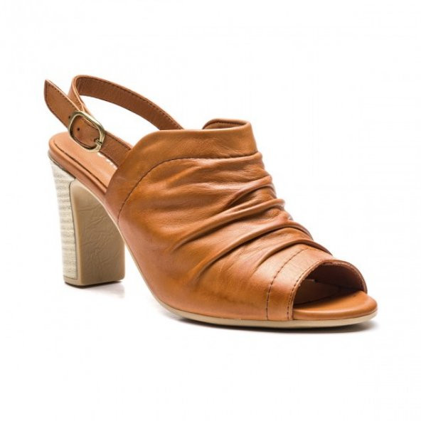 Pureny Yüksek Topuk Hakiki Deri Kadın Sandalet 9034 - 5