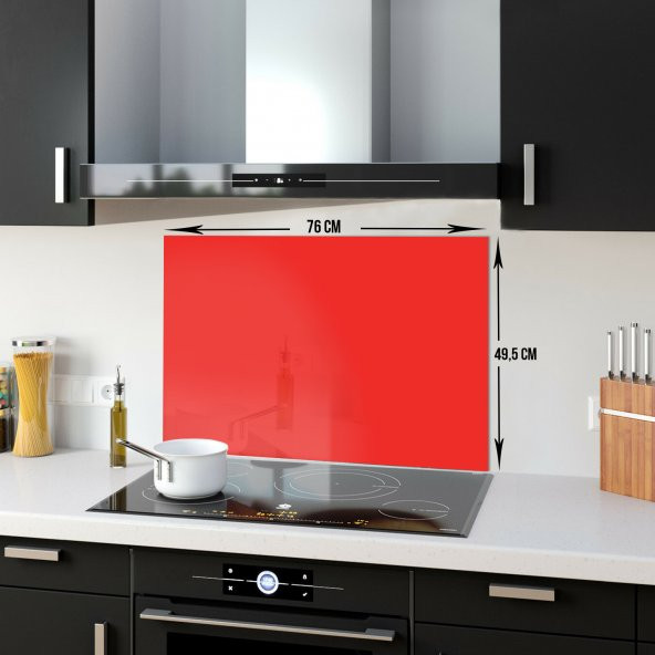 DECORITA Cam Ocak Arkası Koruyucu- Düz Renk - Nar Çiçeği - Resim 3