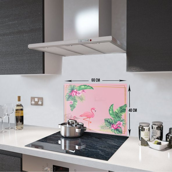 DECORITA Cam Ocak Arkası Koruyucu- Tropik Flamingo - 3