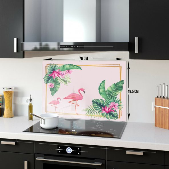 DECORITA Cam Ocak Arkası Koruyucu- Tropik Flamingo - 5