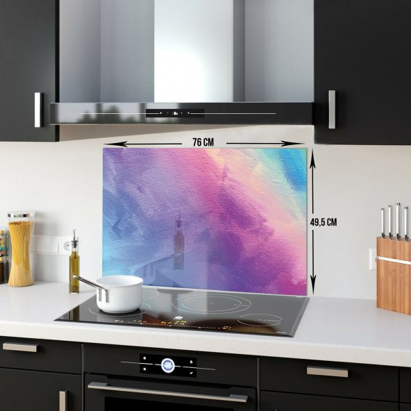 DECORITA Cam Ocak Arkası Koruyucu- Renkli Tuval - 5