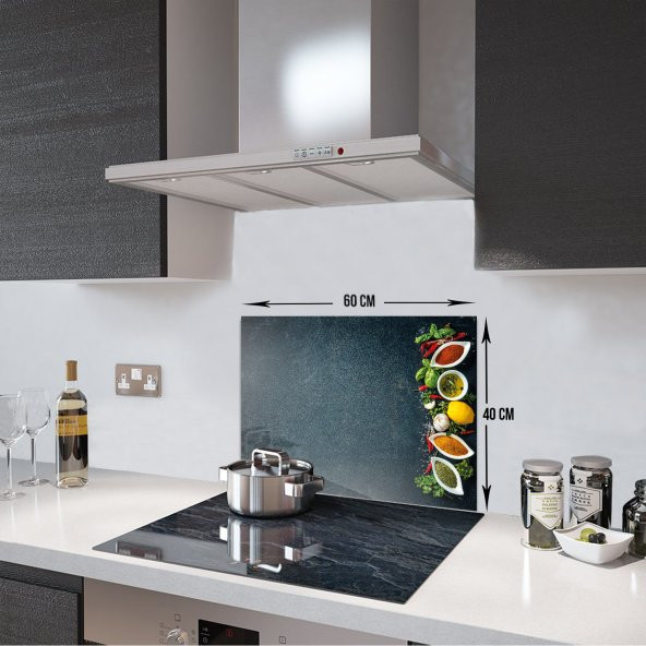 DECORITA Cam Ocak Arkası Koruyucu- Renkli Baharatlar - 3