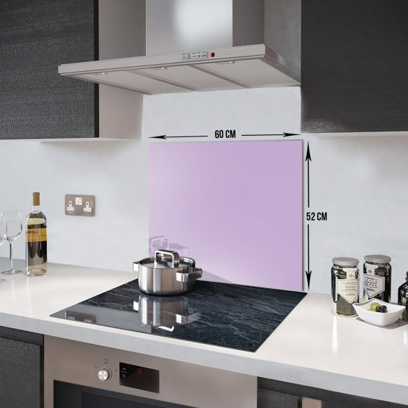 DECORITA Cam Ocak Arkası Koruyucu- Düz Renk - Lila - 2