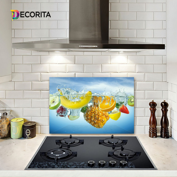 DECORITA Cam Ocak Arkası Koruyucu- Tropik Meyveler