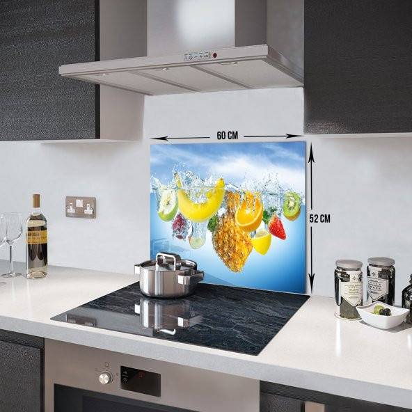 DECORITA Cam Ocak Arkası Koruyucu- Tropik Meyveler - 4