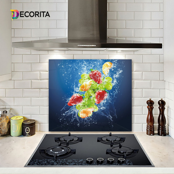DECORITA Cam Ocak Arkası Koruyucu- Köpüklü Meyveler - 2