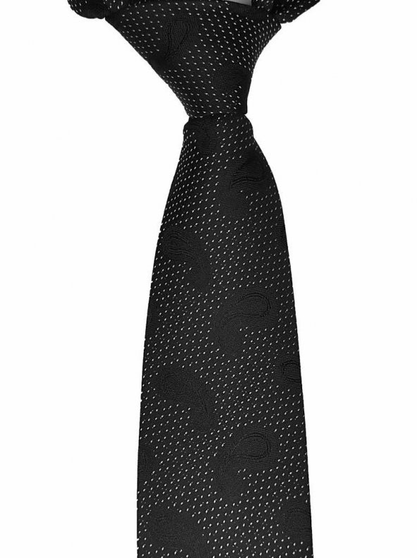Brianze Damla Desen Siyah Mendilli Kravat