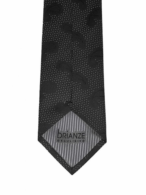 Brianze Damla Desen Siyah Mendilli Kravat - 2