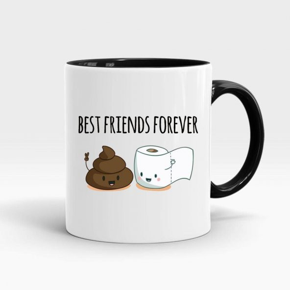 Best Friends Forever Baskılı İçi ve Kulpu Siyah Kupa