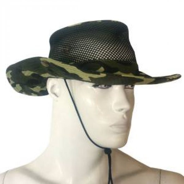 salarticaret fileli kamuflaj safari şapka