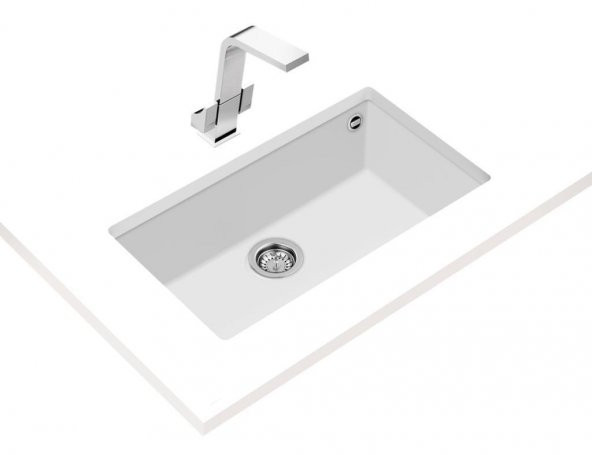 Teka SQUARE 72.40 TG Tek Hazneli Tezgahaltı Beyaz Te granite Evye - 2