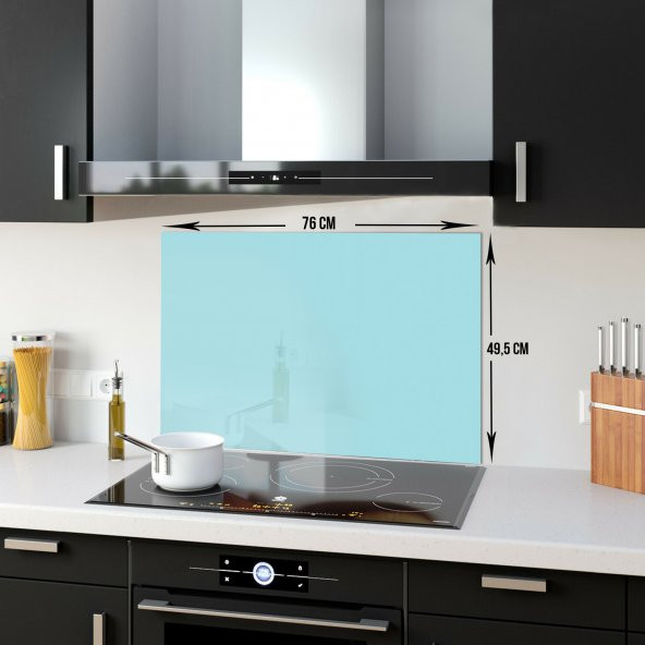 DECORITA Cam Ocak Arkası Koruyucu- Düz Renk - Pudra Mavi - 3