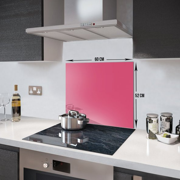 DECORITA Cam Ocak Arkası Koruyucu- Düz Renk - Neon Pembe - 2