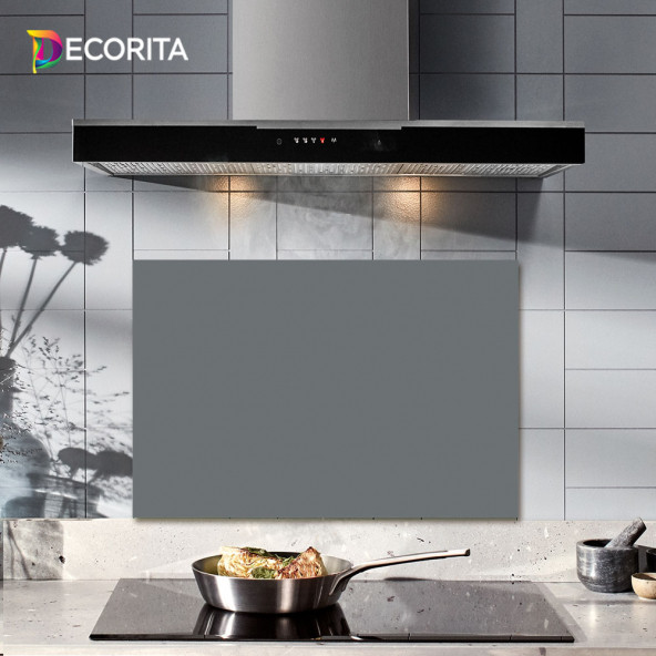 DECORITA Cam Ocak Arkası Koruyucu- Düz Renk - Gri