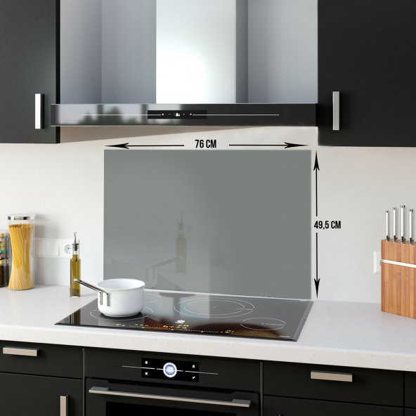 DECORITA Cam Ocak Arkası Koruyucu- Düz Renk - Gri - 5