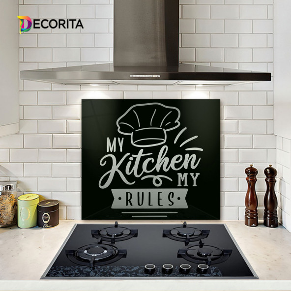 DECORITA Cam Ocak Arkası Koruyucu- My Kitchen My Rules - 2