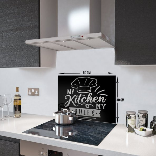 DECORITA Cam Ocak Arkası Koruyucu- My Kitchen My Rules - 3