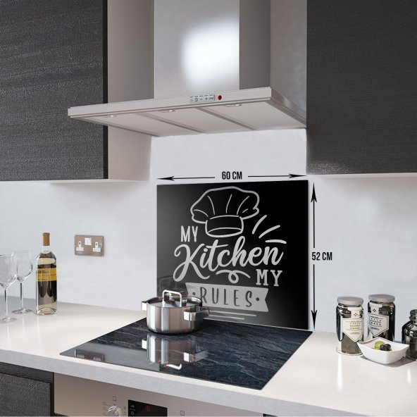 DECORITA Cam Ocak Arkası Koruyucu- My Kitchen My Rules - 4