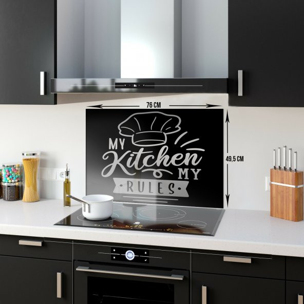 DECORITA Cam Ocak Arkası Koruyucu- My Kitchen My Rules - 5