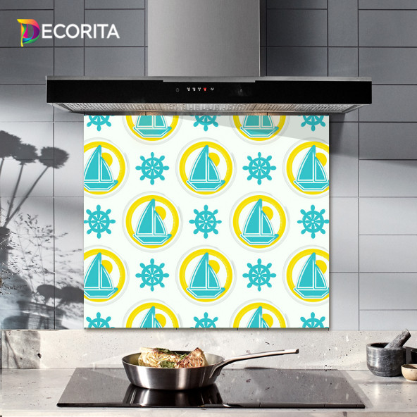 DECORITA Cam Ocak Arkası Koruyucu- Yelken desen - 2