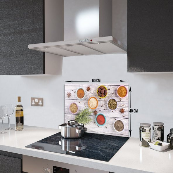 DECORITA Cam Ocak Arkası Koruyucu- Baharat Festivali