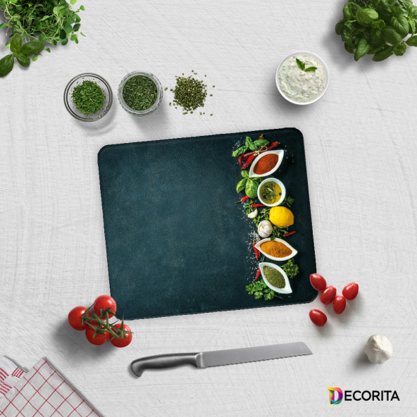 DECORITA Cam Kesme Tahtası- Renkli Baharatlar - 2